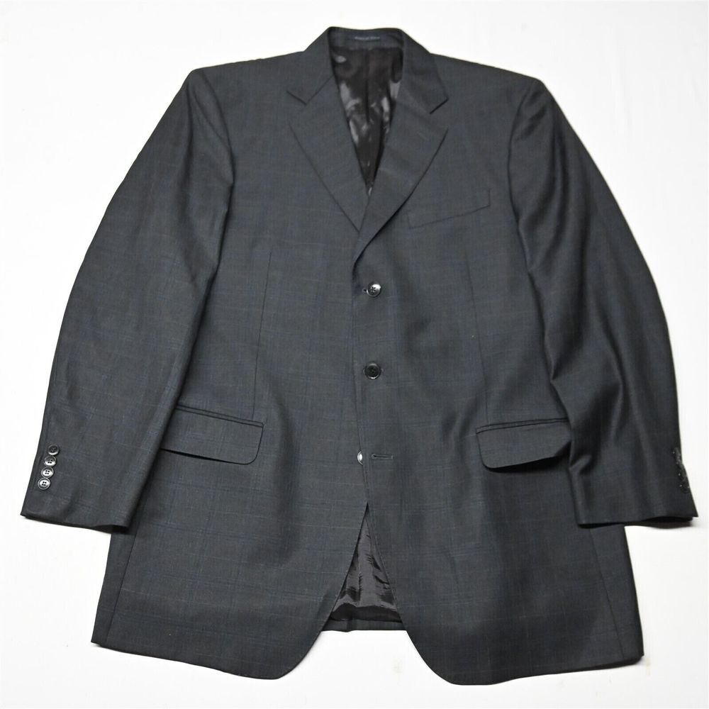 Luigi Bianchi Mantova 44L Gray Plaid 100%‎ Wool Mens Blazer Sport Coat Jacket